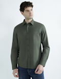 Pure Cotton Spread Collar Plain Shirt