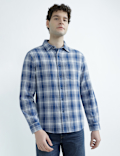 Pure Cotton Spread Collar Check Shirt