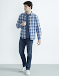 Pure Cotton Spread Collar Check Shirt