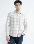 Pure Cotton Spread Collar Check Shirt