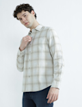 Pure Cotton Spread Collar Check Shirt