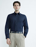 Cotton Rich Spread Collar Plain Shirt
