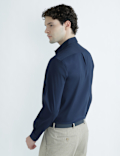 Cotton Rich Spread Collar Plain Shirt