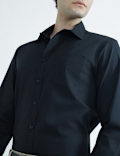 Cotton Rich Spread Collar Plain Shirt