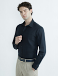 Cotton Rich Spread Collar Plain Shirt