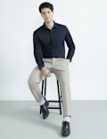 Cotton Rich Spread Collar Plain Shirt