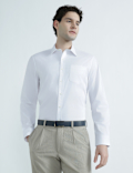 Cotton Rich Spread Collar Plain Shirt