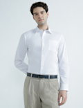 Cotton Rich Spread Collar Plain Shirt