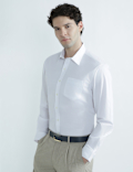 Cotton Rich Spread Collar Plain Shirt