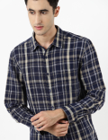Linen Mix Check Shirt