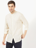 Pure Linen Grandad Collar Shirt