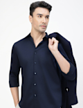 Cotton Rich Plain Spread Collar Shirt