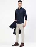 Cotton Rich Plain Spread Collar Shirt