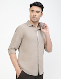Linen Rich Plain Classic Collar Shirt