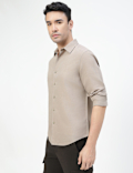 Linen Rich Plain Classic Collar Shirt