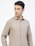 Linen Rich Plain Classic Collar Shirt