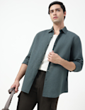 Linen Rich Plain Classic Collar Shirt