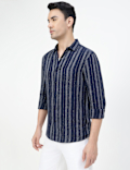 Viscose Rich Striped Spread Collar Shirt