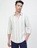 Viscose Rich Striped Spread Collar Shirt