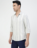 Viscose Rich Striped Spread Collar Shirt