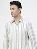 Viscose Rich Striped Spread Collar Shirt