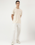 Pure Cotton Embroidered Round Neck T-Shirt