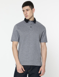 Pure Cotton Self Design Polo T-Shirt