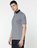 Pure Cotton Self Design Polo T-Shirt