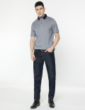Pure Cotton Self Design Polo T-Shirt