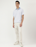 Pure Cotton Micro Print Polo Neck T-Shirt
