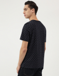 Cotton Rich Micro Print Round Neck T-Shirt
