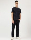 Cotton Rich Micro Print Round Neck T-Shirt