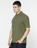 Cotton Rich Self Design Polo T-Shirt