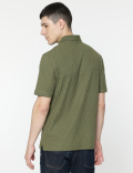 Cotton Rich Self Design Polo T-Shirt