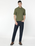 Cotton Rich Self Design Polo T-Shirt