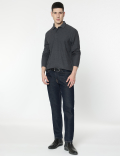 Cotton Rich Self Design Polo T-Shirt