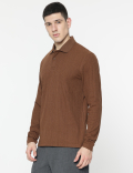 Cotton Rich Self Design Polo T-Shirt
