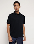 Pure Cotton Textured Polo Neck T-Shirt