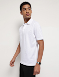 Pure Cotton Textured Polo Neck T-Shirt