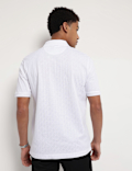 Pure Cotton Textured Polo Neck T-Shirt