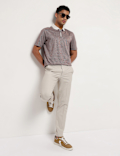 Pure Cotton Geometric Polo Neck T-Shirt