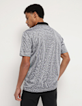 Pure Cotton Geometric Polo Neck T-Shirt