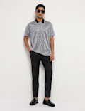 Pure Cotton Geometric Polo Neck T-Shirt