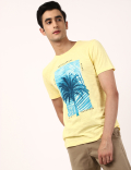 Cotton Slub Tee with Palm Tree Print