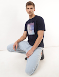 Pure Cotton Printed Crew Neck Tshirt