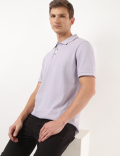 Pure Cotton Textured Polo Tshirt