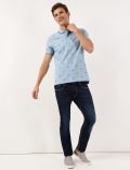 Pure Cotton Printed Polo Collar Polo Tshirt