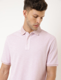 Pure Cotton Self Design Polo Collar T-shirt