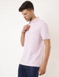 Pure Cotton Self Design Polo Collar T-shirt