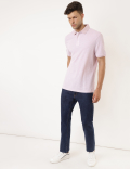 Pure Cotton Self Design Polo Collar T-shirt